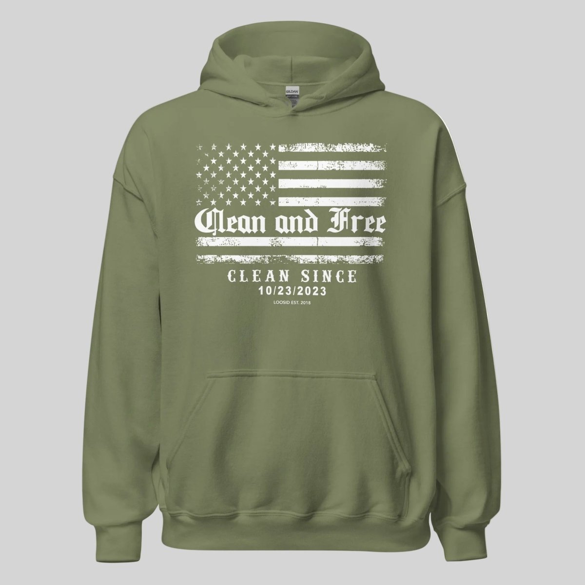Clean and Free Custom Recovery Date Recovery Hoodie lifestyle view (view 15)