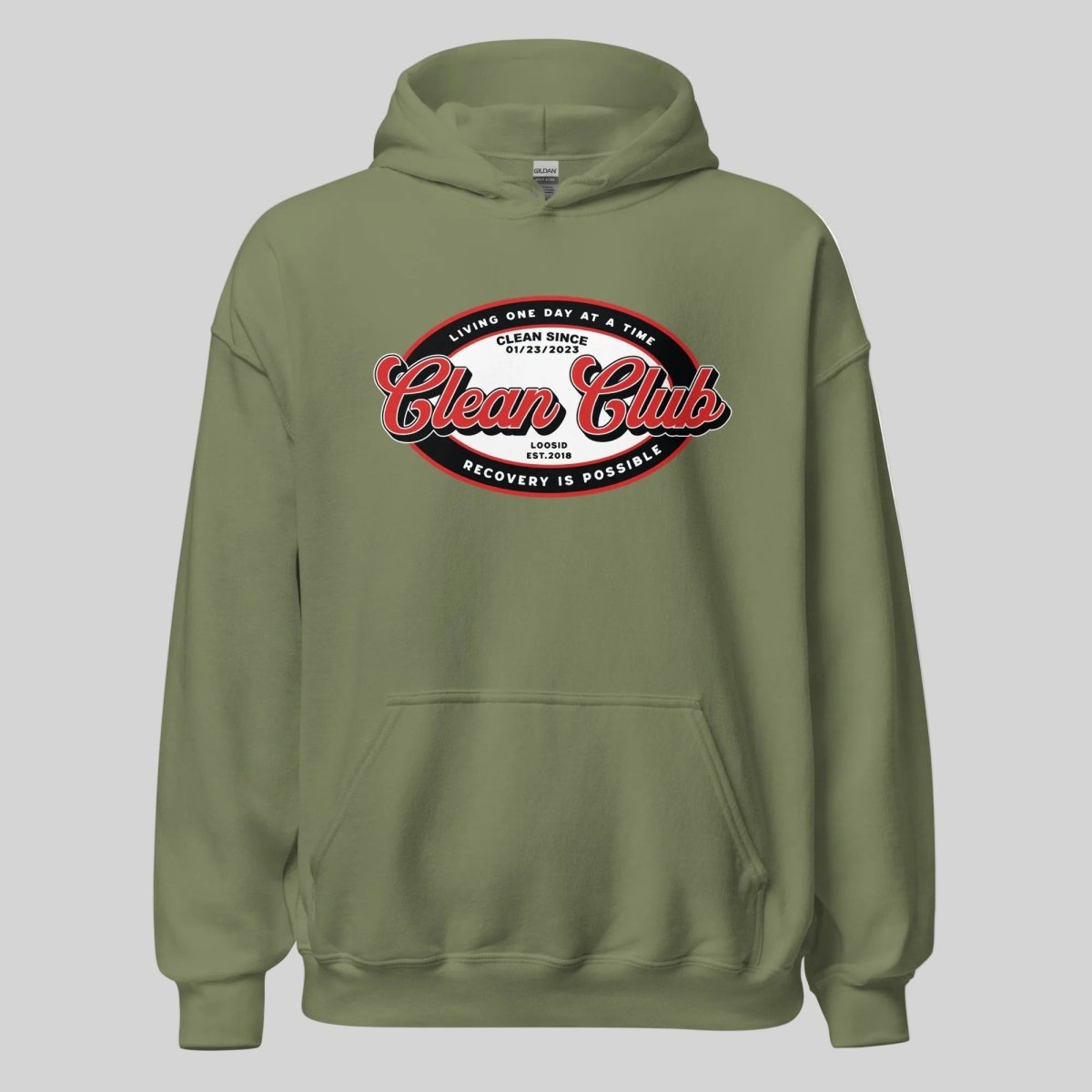Clean Club Badge Recovery Hoodie flat lay styled image (view 13)