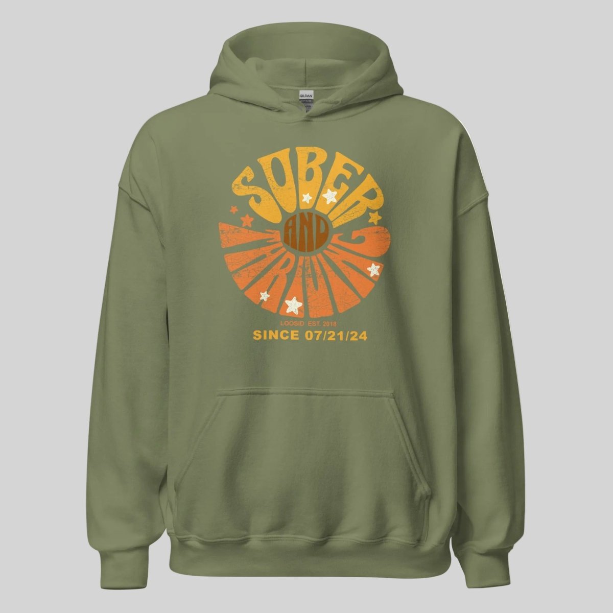 Sober & Thriving Recovery Hoodie close-up view (view 22)