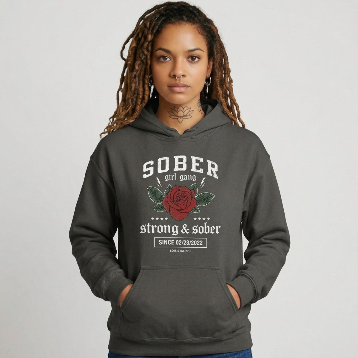 Sober Girl Gang Strong & Sober Crest Recovery Hoodie graphic detail (view 44)