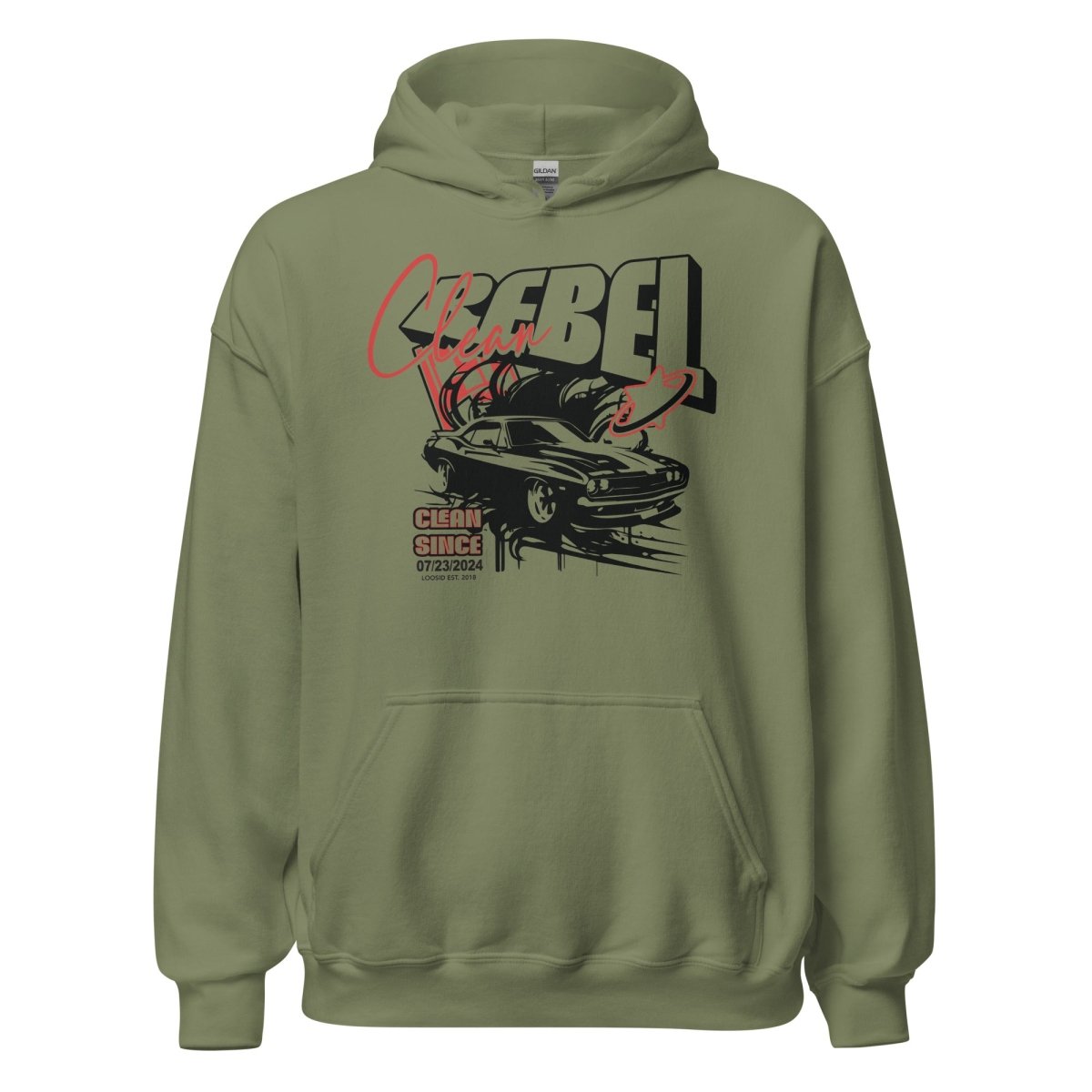 Clean Rebel Custom Recovery Date Recovery Hoodie back view (view 17)