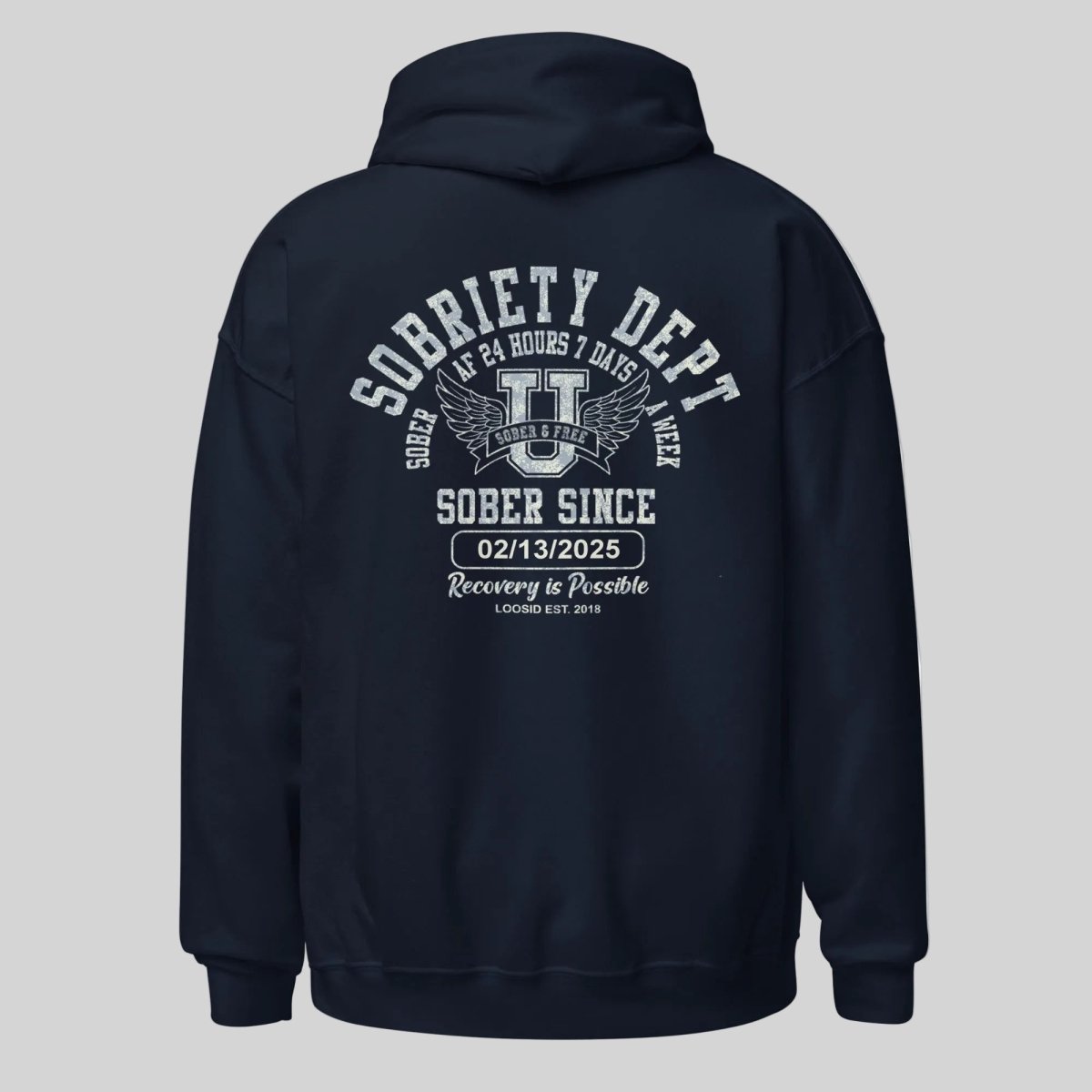 Sobriety Dept Recovery Hoodie featuring the design (view 11)