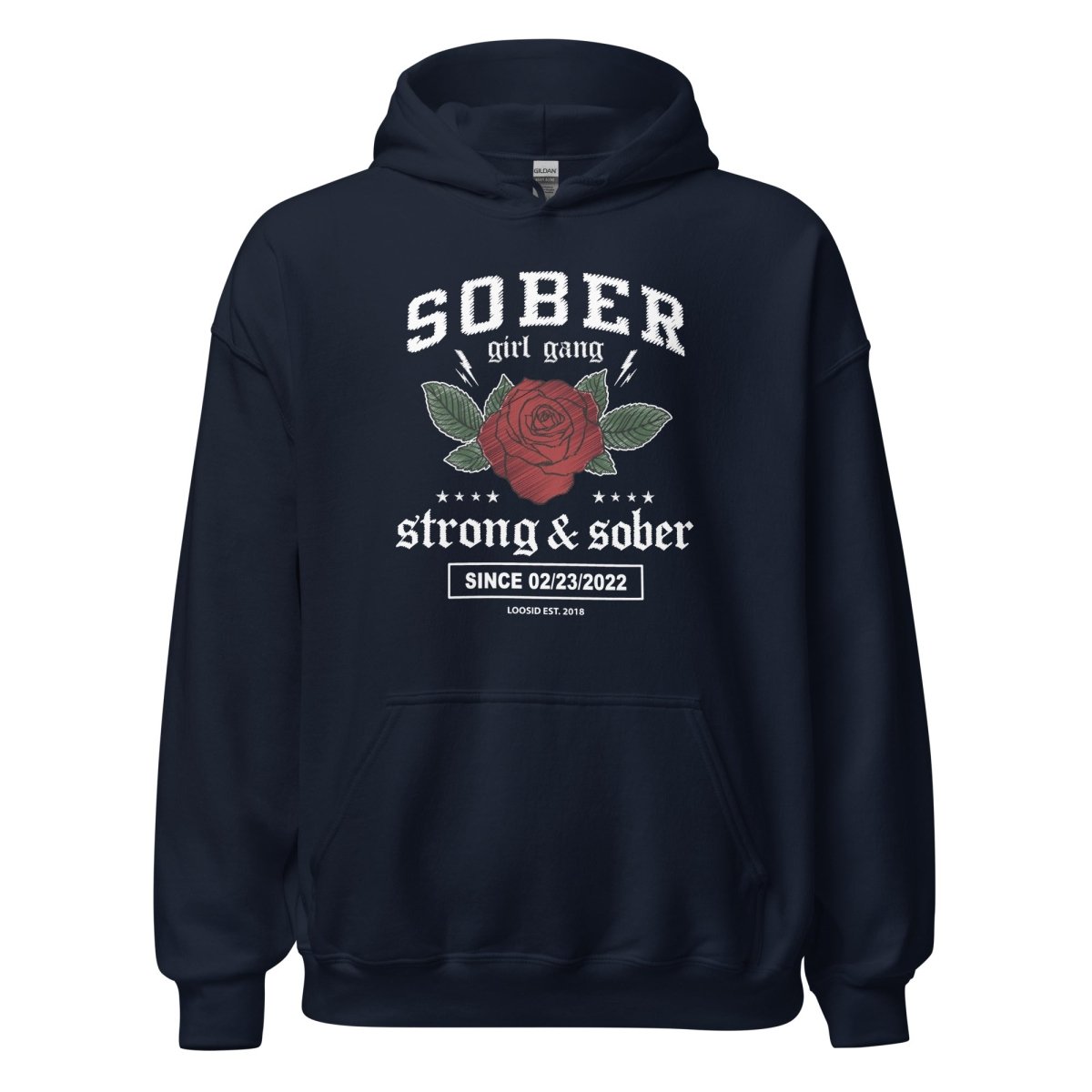 Sober Girl Gang Strong & Sober Crest Recovery Hoodie packaging detail (view 8)