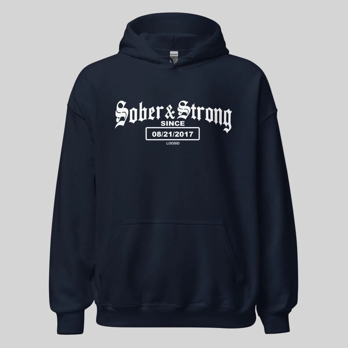 Sober & Strong Old School Recovery Hoodie packaging detail (view 8)