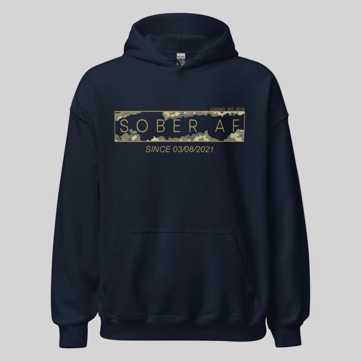 Sober AF Camo Recovery Hoodie side view (view 6)