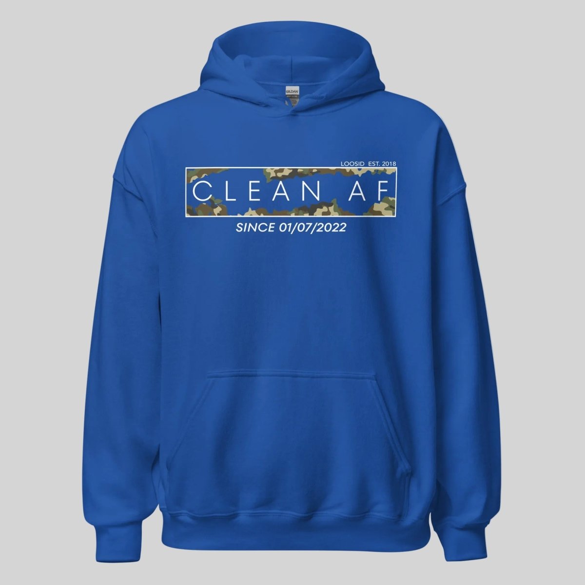 Clean AF Camo Recovery Hoodie flat lay styled image (view 23)
