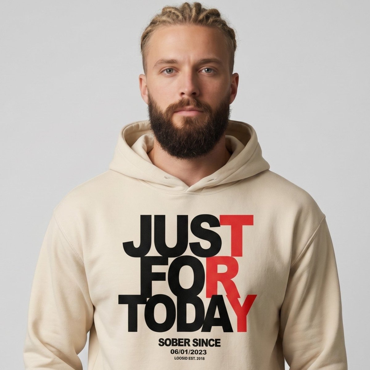 Just For Today Custom Sobriety Date Recovery Hoodie product photo (view 30)