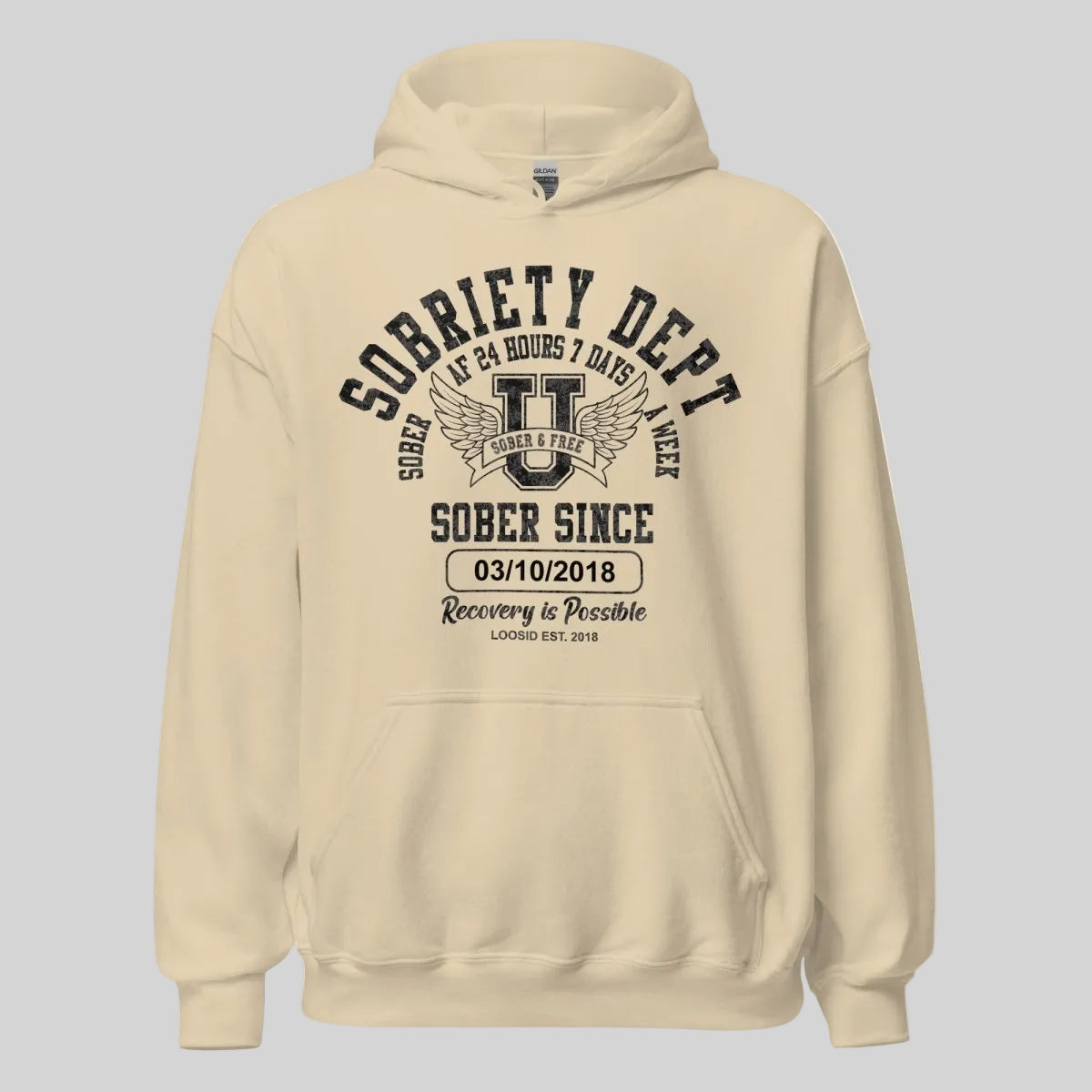 Sobriety Dept Recovery Hoodie side view (view 26)
