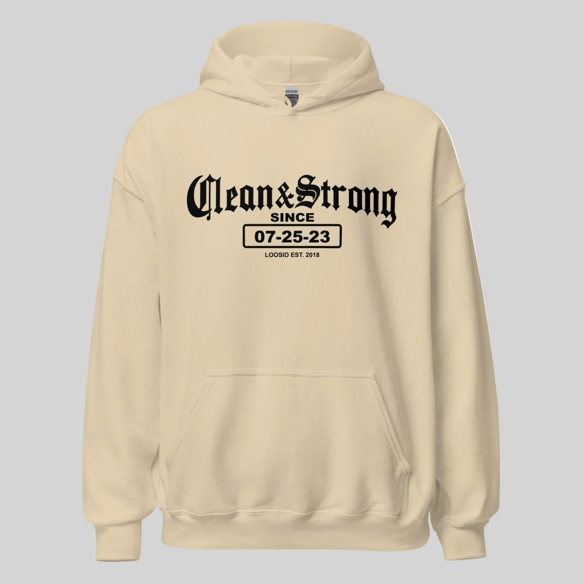 Clean & Strong Old School Recovery Hoodie flat lay styled image (view 23)