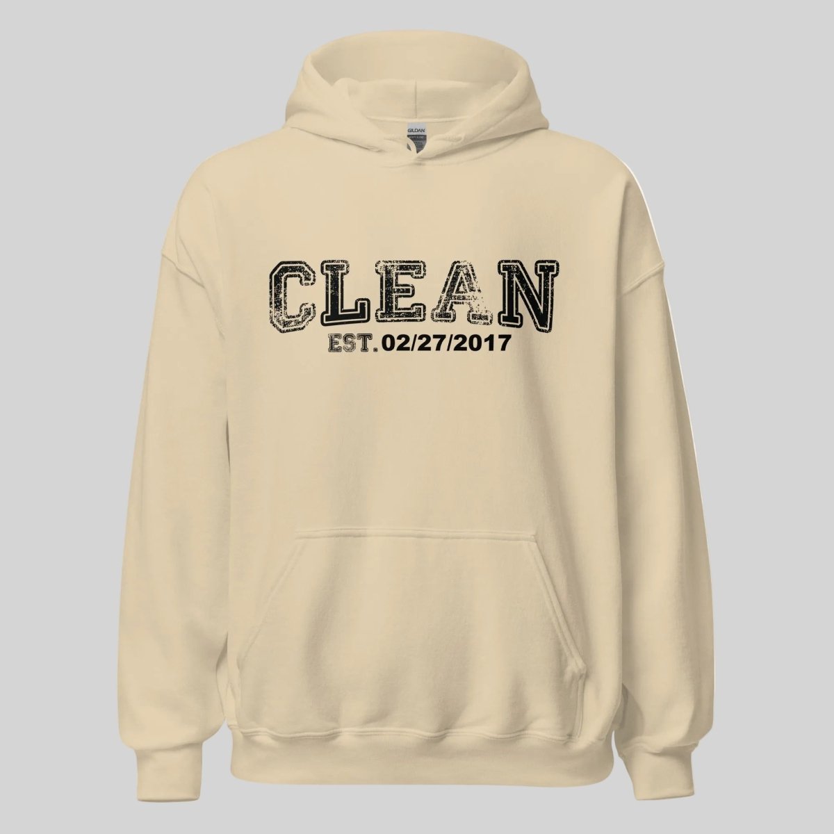 Clean Collegiate Hoodie W Personalize Recovery Date Recovery Hoodie product photo (view 20)