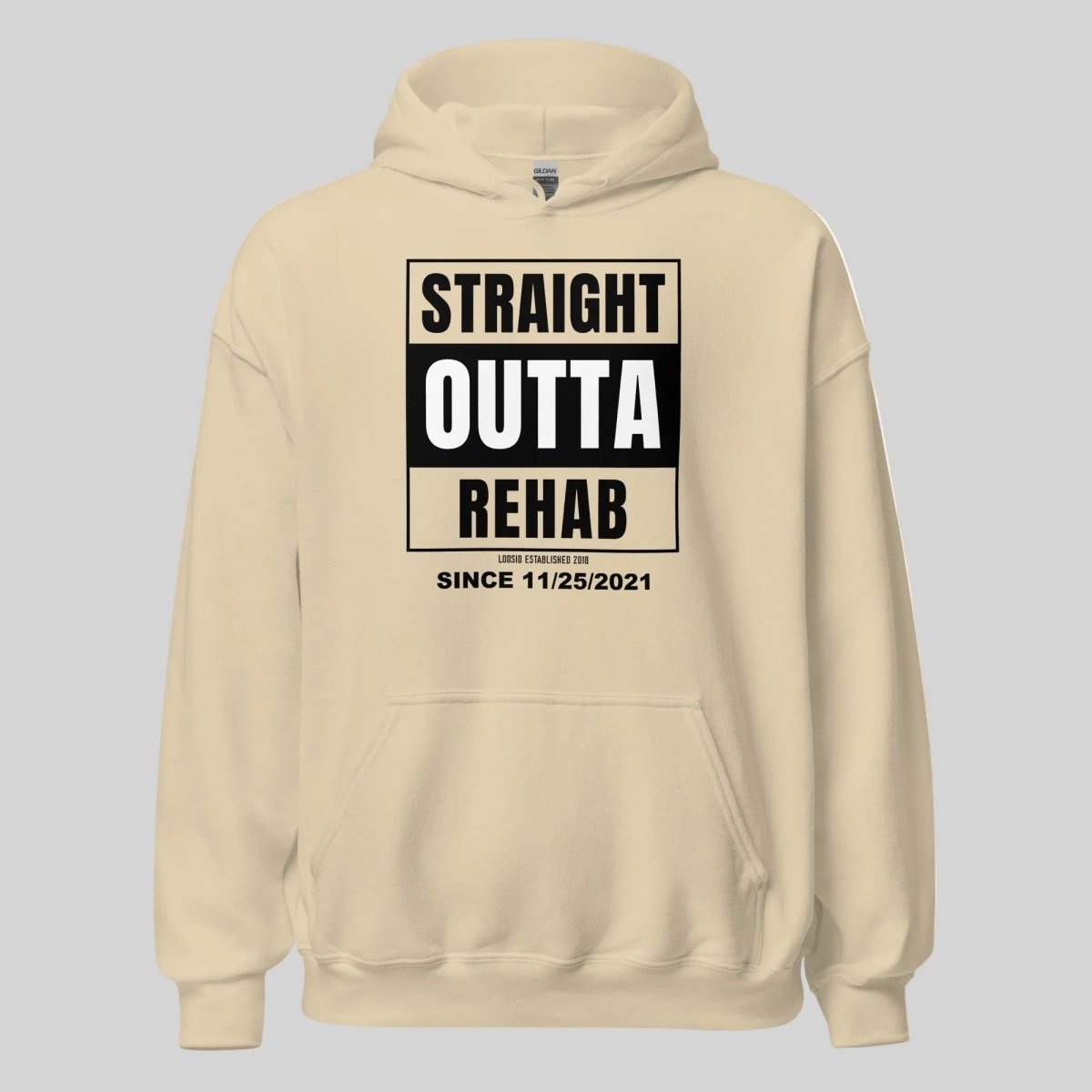 Straight Outta Rehab Recovery Hoodie fit detail (view 29)