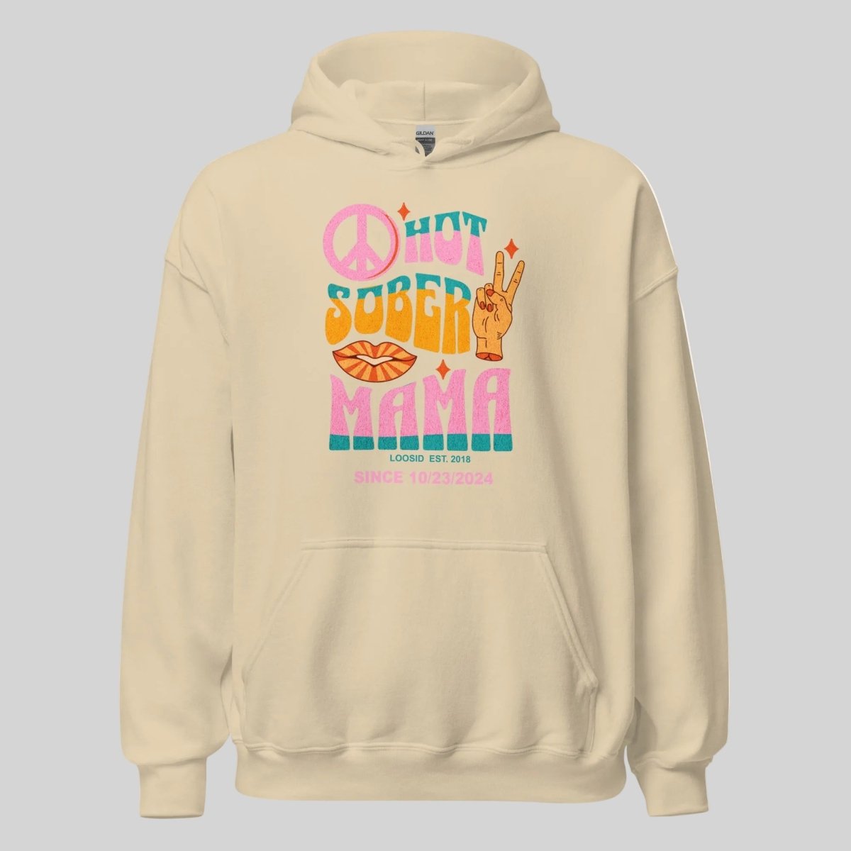 Hot Sober Mama Recovery Hoodie featuring the design (view 31)