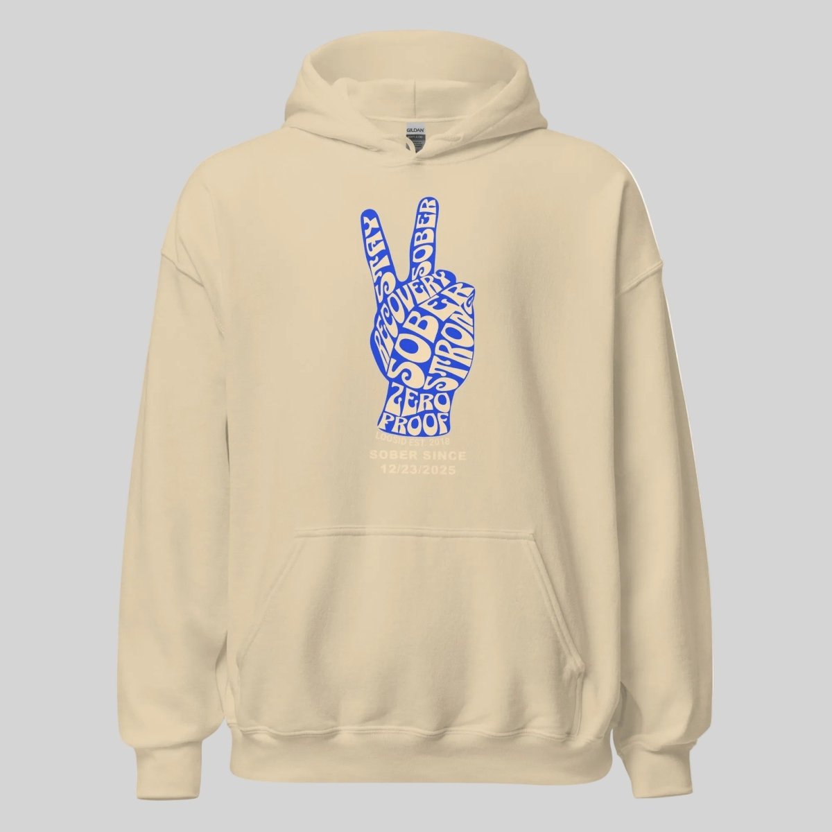 Peace & Sober Recovery Hoodie flat lay styled image (view 23)
