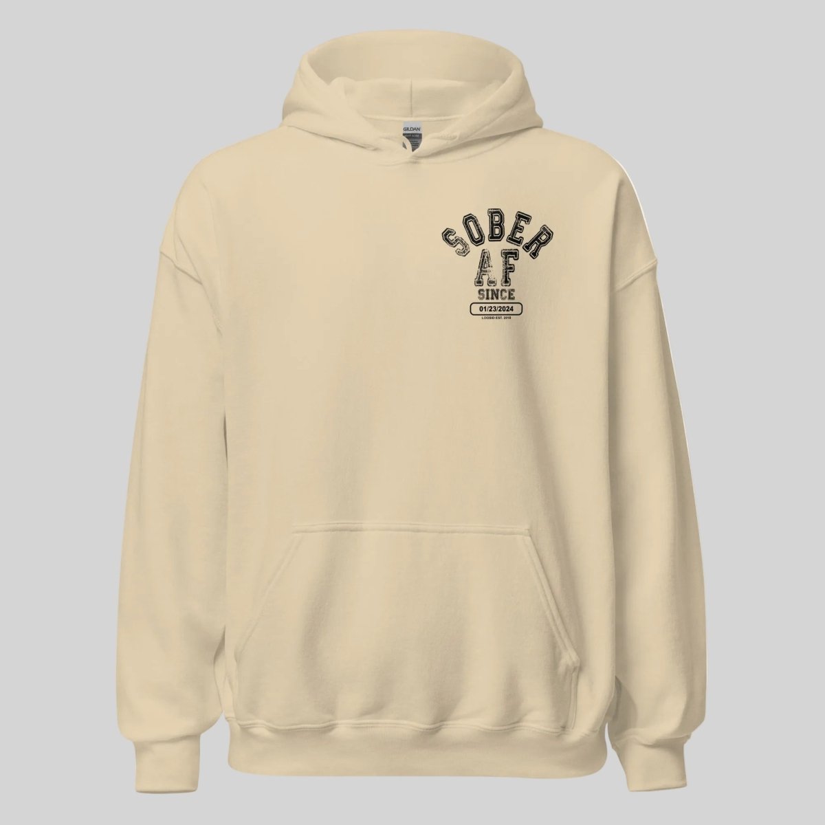 Sober AF Recovery Hoodie flat lay styled image (view 23)