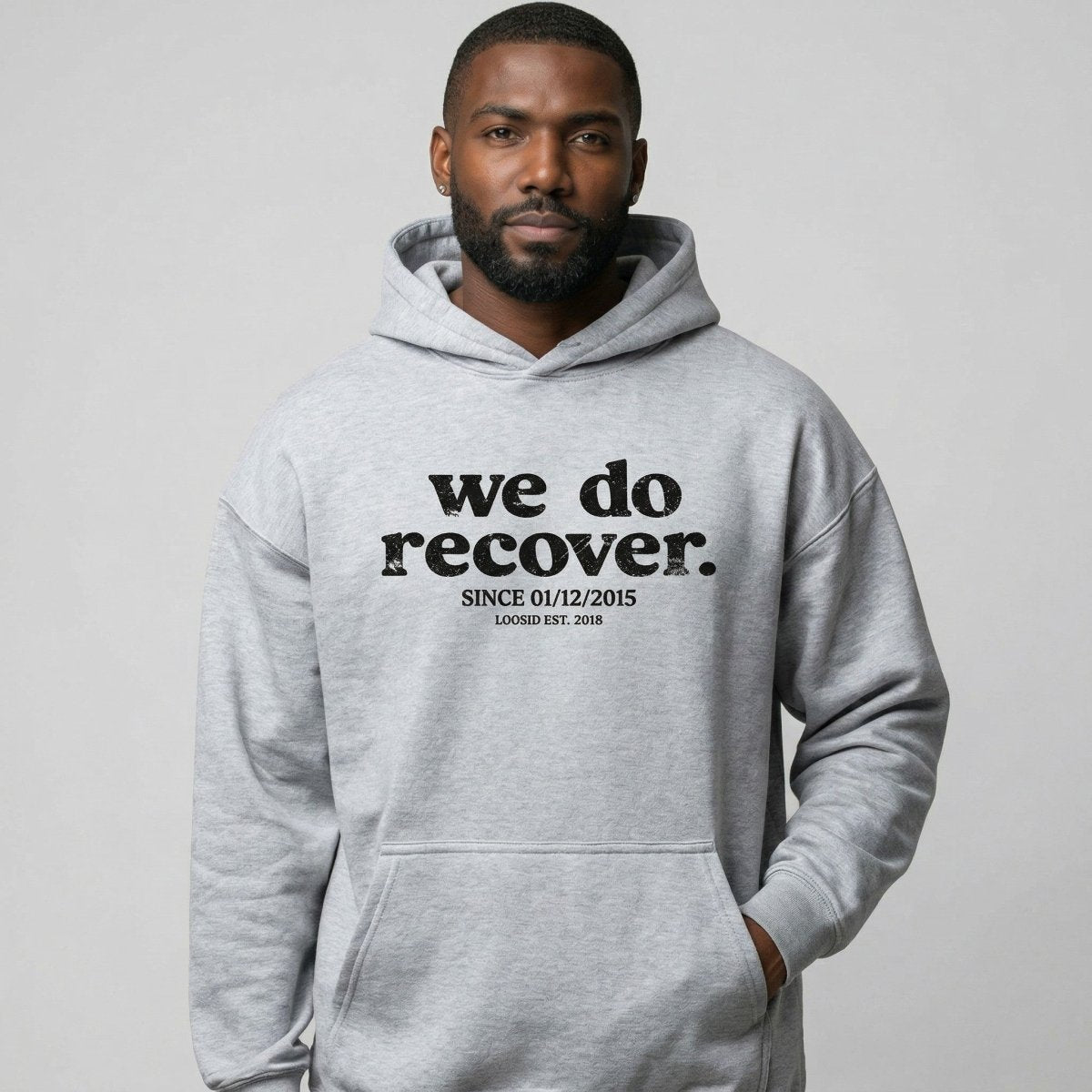 We Do Recover Men's Sober Recovery Hoodie back view (view 7)
