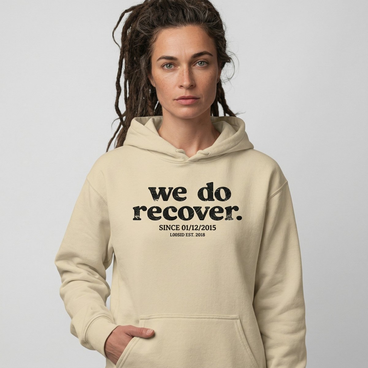 We Do Recover Women's Sober Recovery Hoodie side view (view 16)