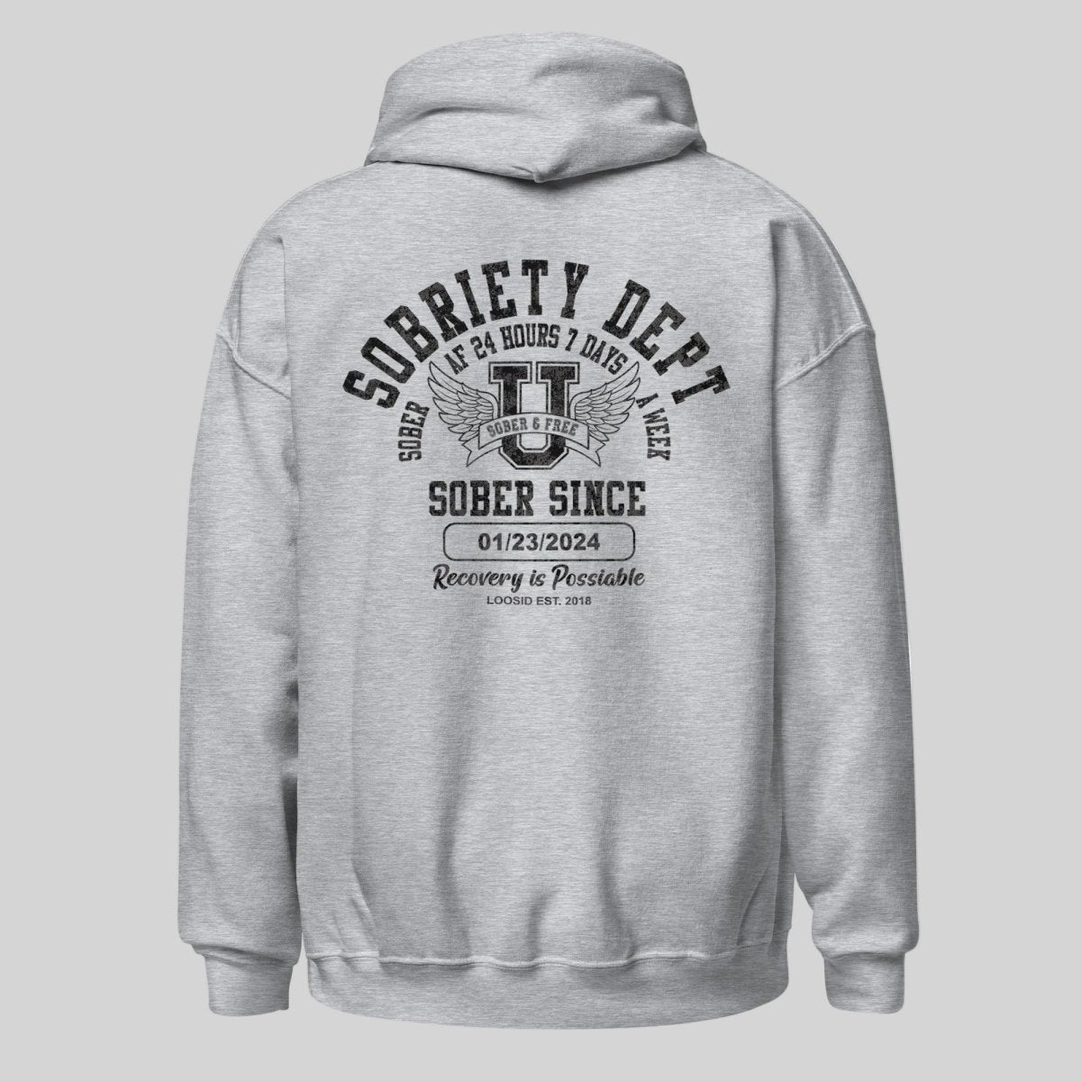 Sobriety Dept Recovery Hoodie side view (view 26)