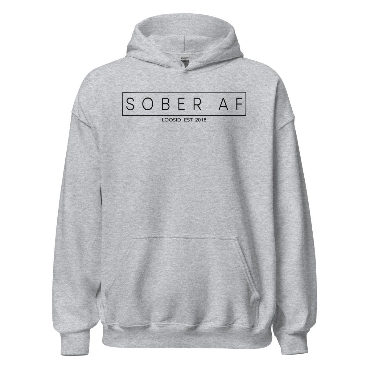 Sober AF Recovery Hoodie flat lay styled image (view 3)