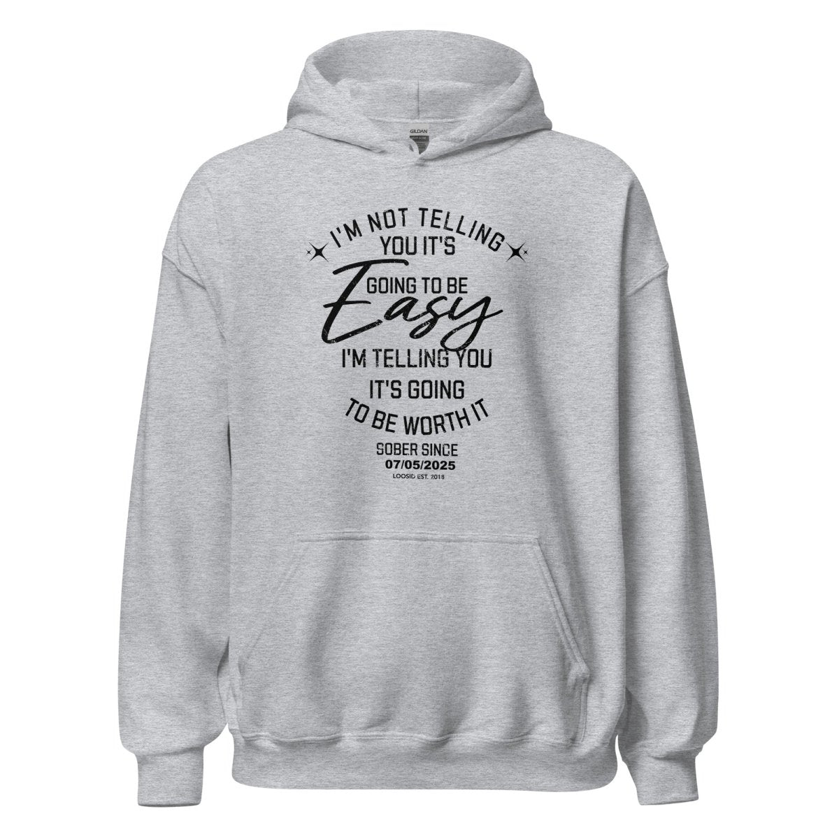 I'm Not Telling You It's Easy Custom Sobriety Date Recovery Hoodie graphic detail (view 34)
