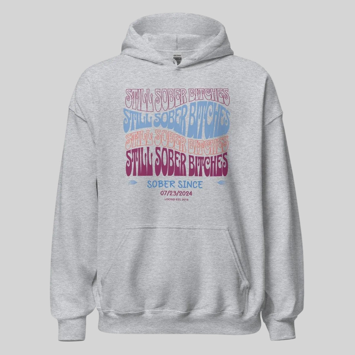 Still Sober B Custom Sobriety Date Recovery Hoodie graphic detail (view 24)