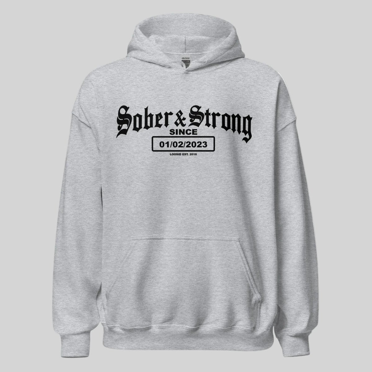 Old School Sober Recovery Hoodie back view (view 27)
