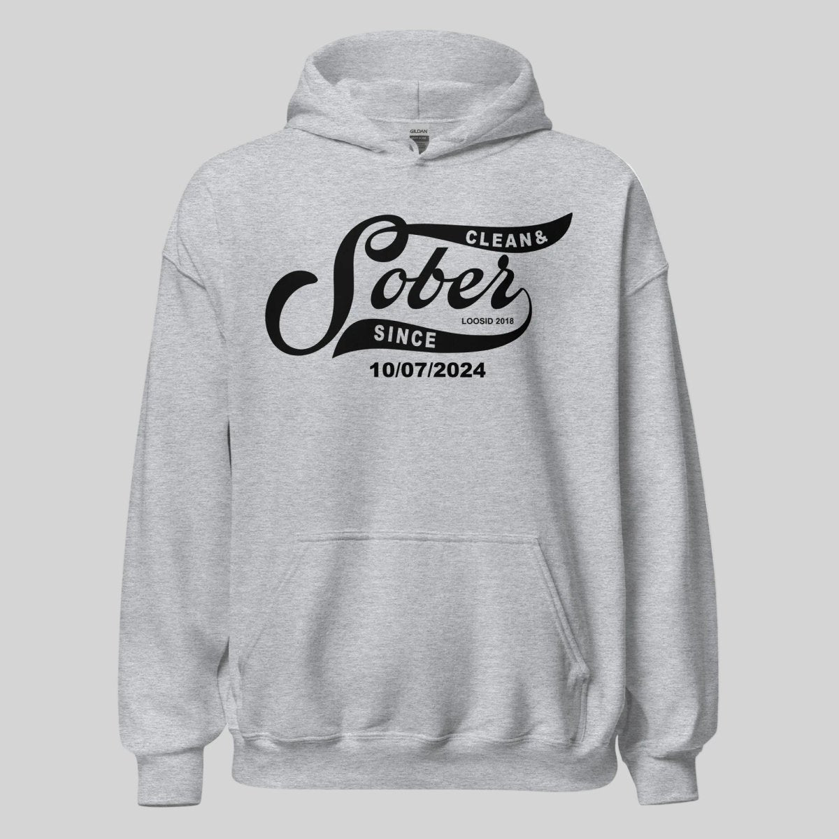 Sober Since Recovery Hoodie close-up view (view 12)