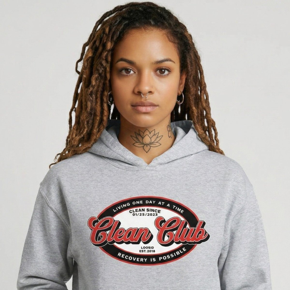 Loosid Clean Club Badge Recovery Hoodie featuring the design