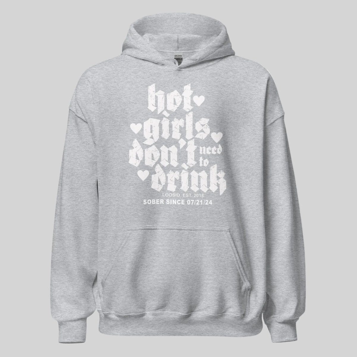 Hot Girls Don't Drink Recovery Hoodie close-up view (view 22)