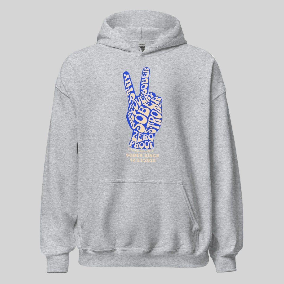 Peace & Sober Recovery Hoodie flat lay styled image (view 3)