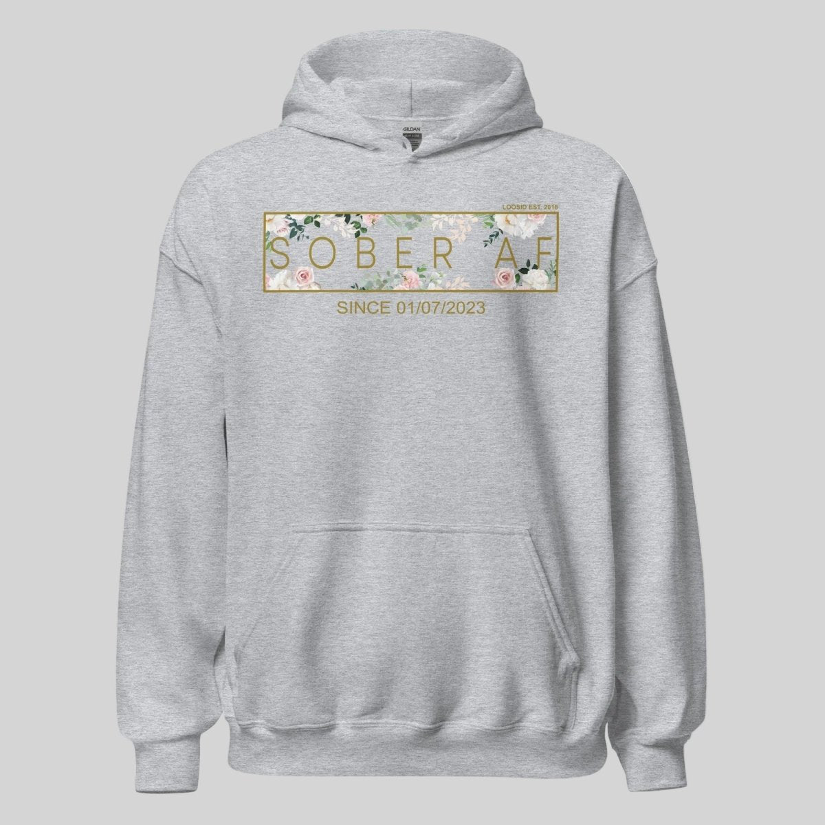 Sober AF Flower Recovery Hoodie close-up view (view 52)