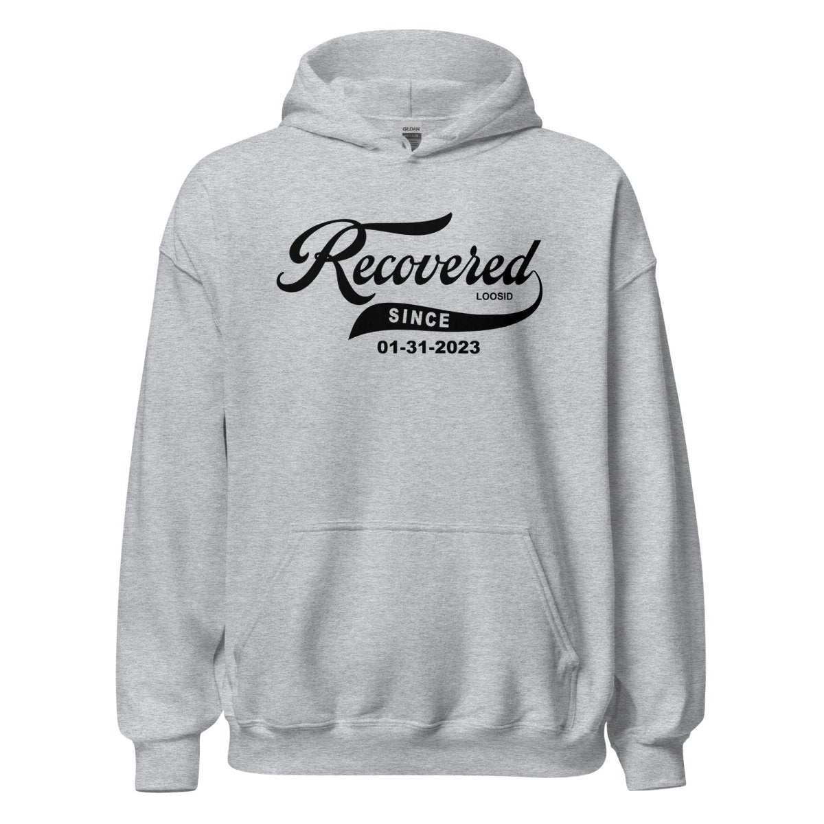 Recovered Since Recovery Hoodie flat lay styled image (view 3)