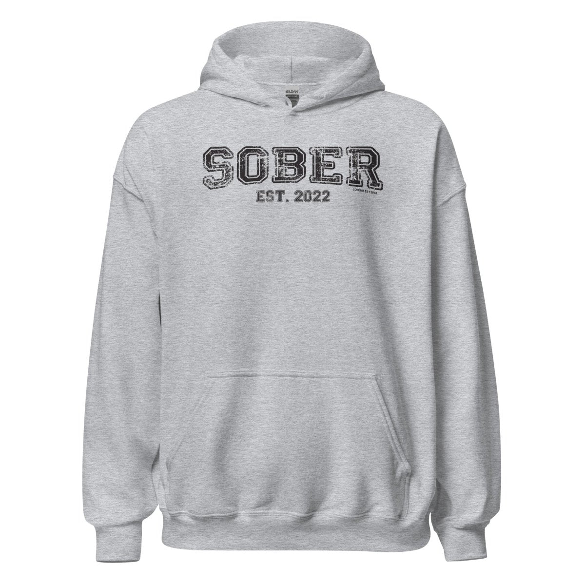 Sober Est. Hoodie w Personalized Sobriety Year Recovery Hoodie packaging detail (view 18)