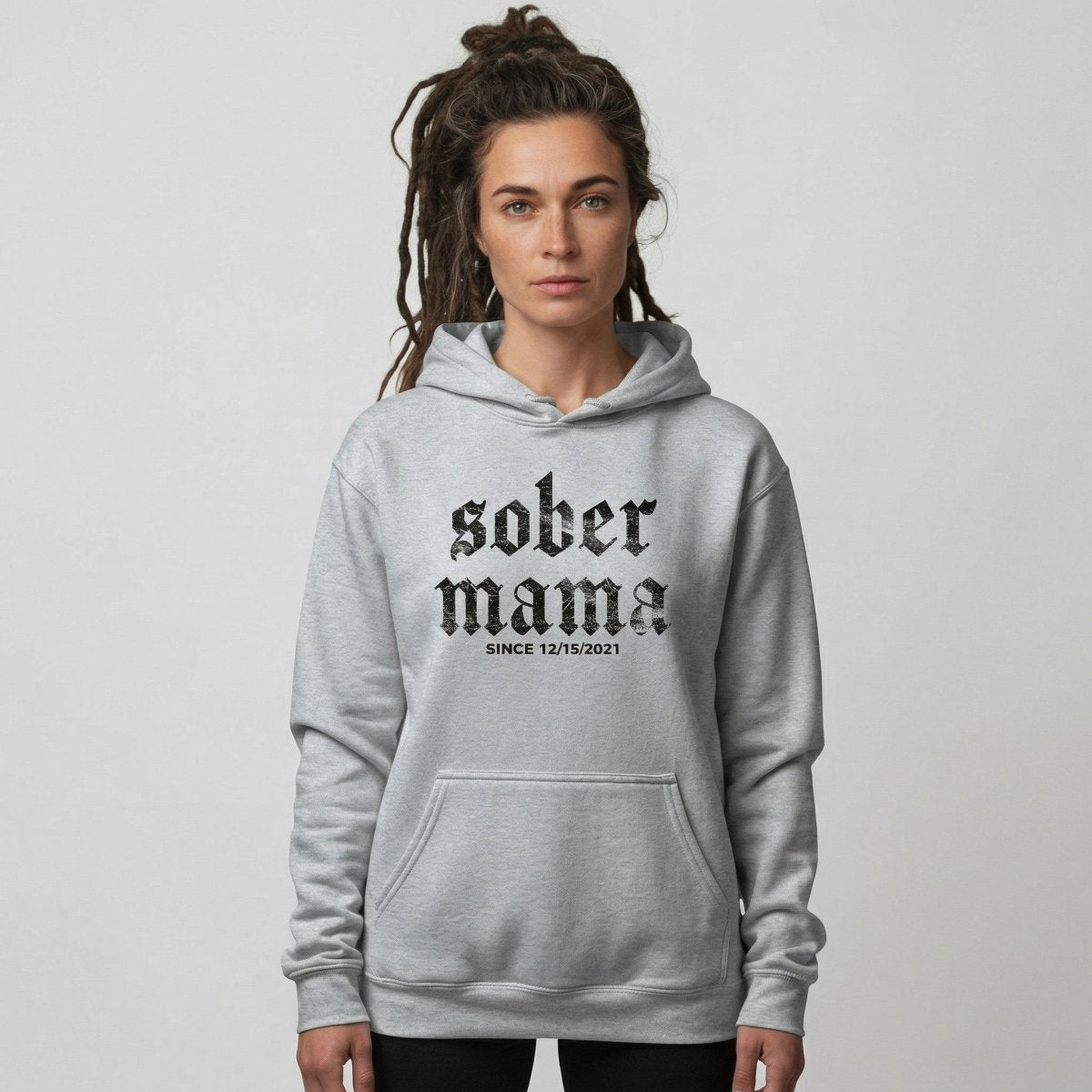 Sober Mama Recovery Hoodie fit detail (view 19)