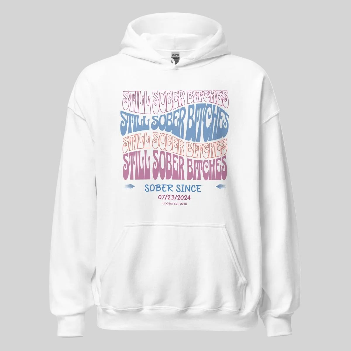 Still Sober B Custom Sobriety Date Recovery Hoodie packaging detail (view 8)