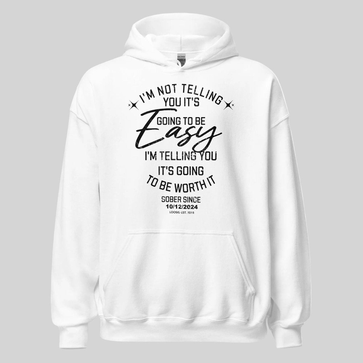 I'm Not Telling Custom Sobriety Date Recovery Hoodie back view (view 7)