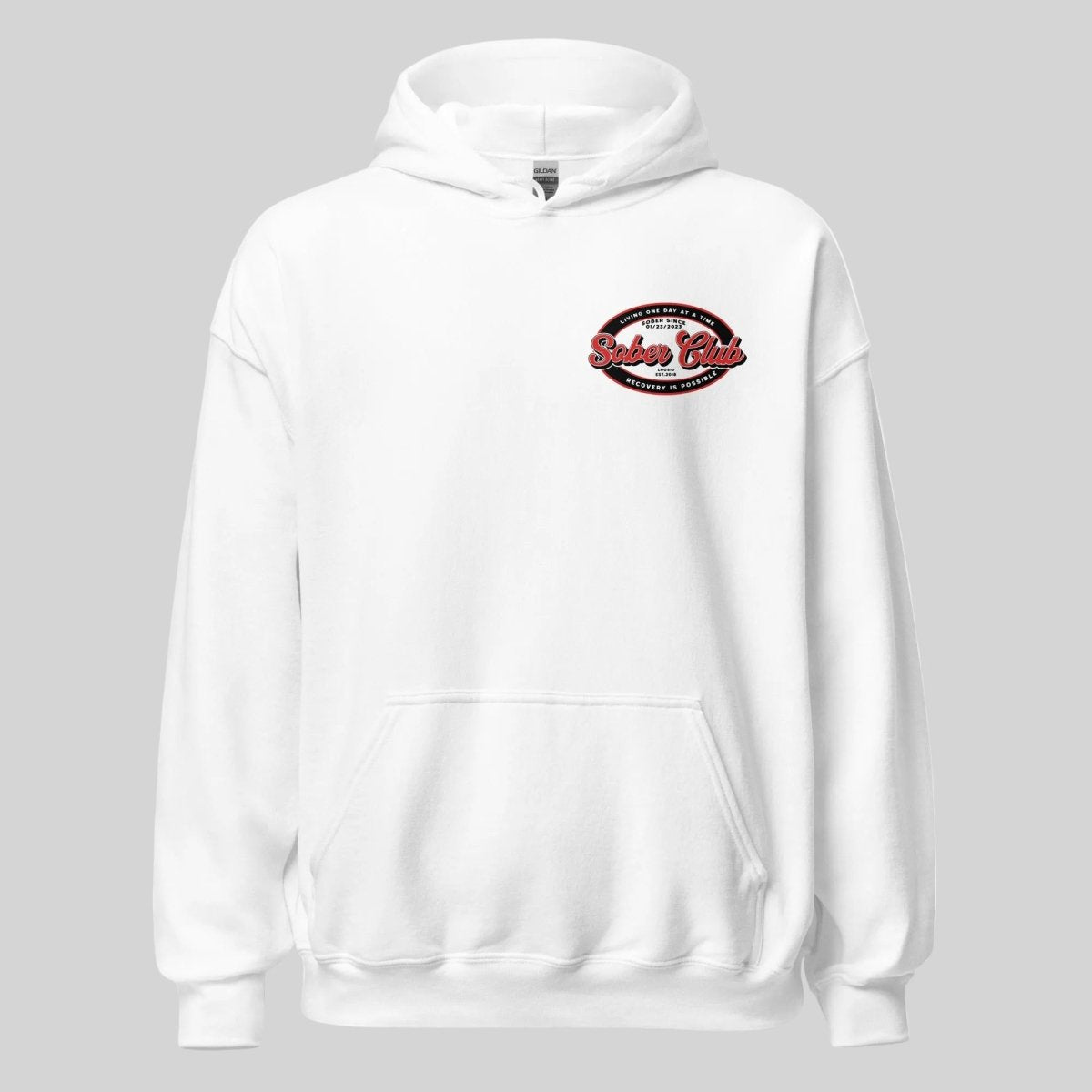 Sober Club Badge Recovery Hoodie back view (view 17)