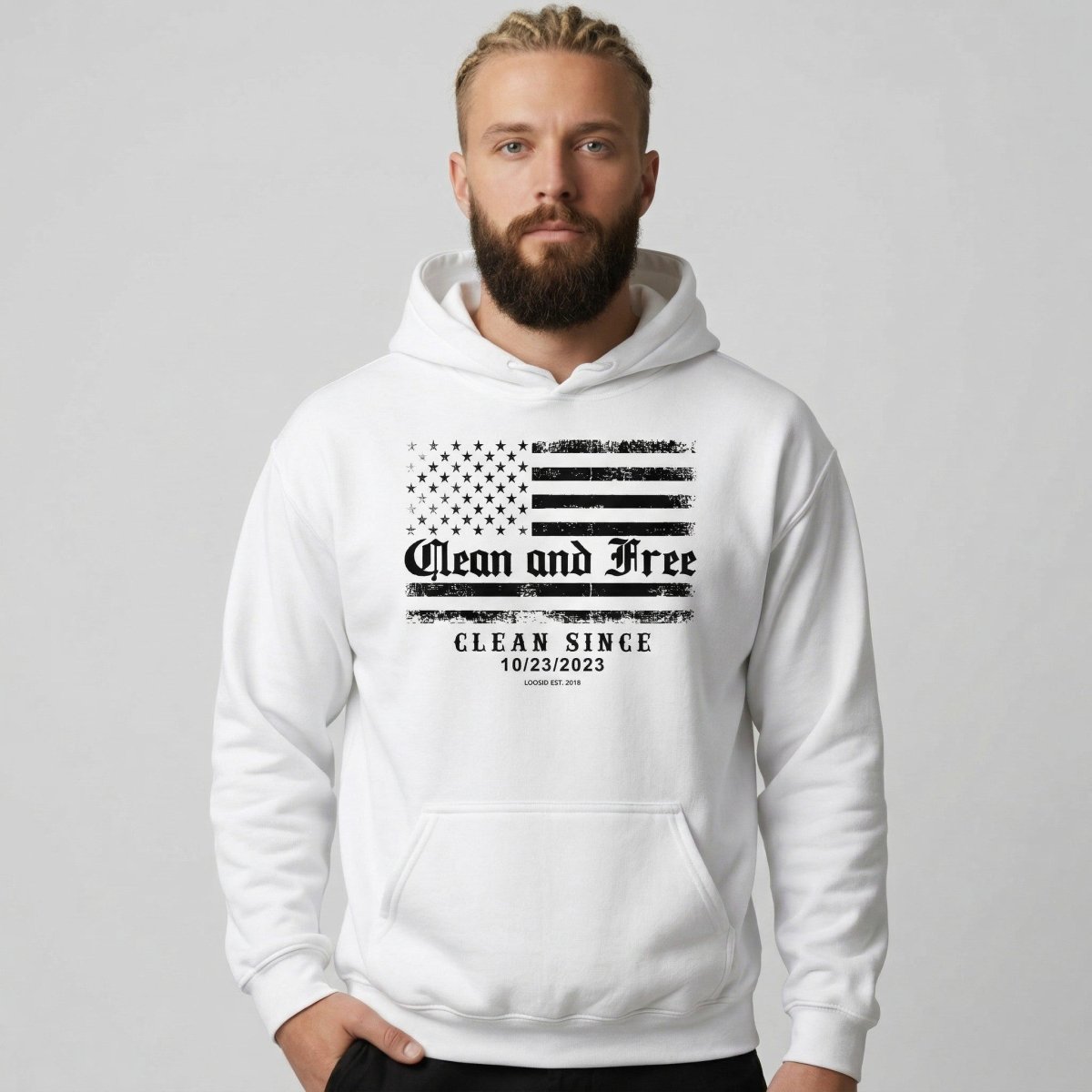 Clean and Free Custom Recovery Date Recovery Hoodie lifestyle view (view 25)