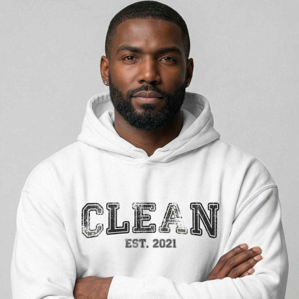 Loosid Clean Est. Hoodie w Personalized Recovery Year Recovery Hoodie featuring the design