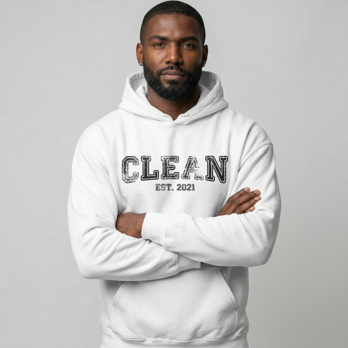 Clean Est. Hoodie w Personalized Recovery Year Recovery Hoodie graphic detail (view 4)