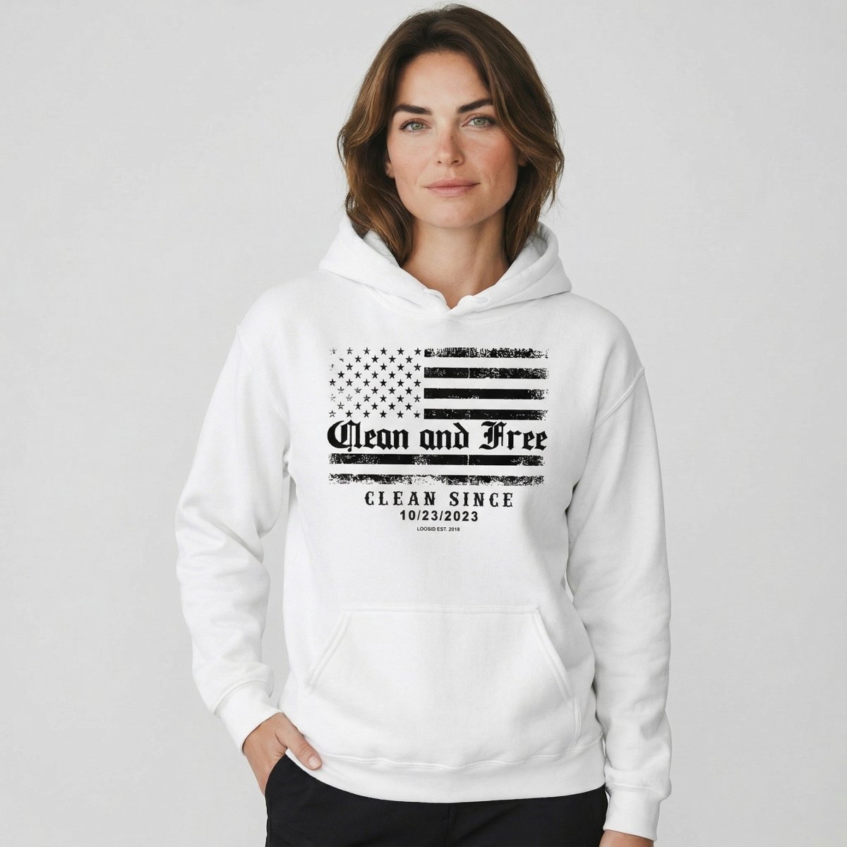 Clean and Free Custom Recovery Date Recovery Hoodie fit detail (view 29)