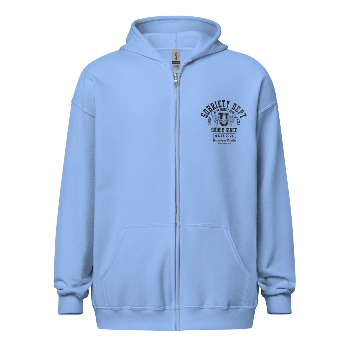 Sobriety Dept Zip Recovery Hoodie featuring the design (view 11)
