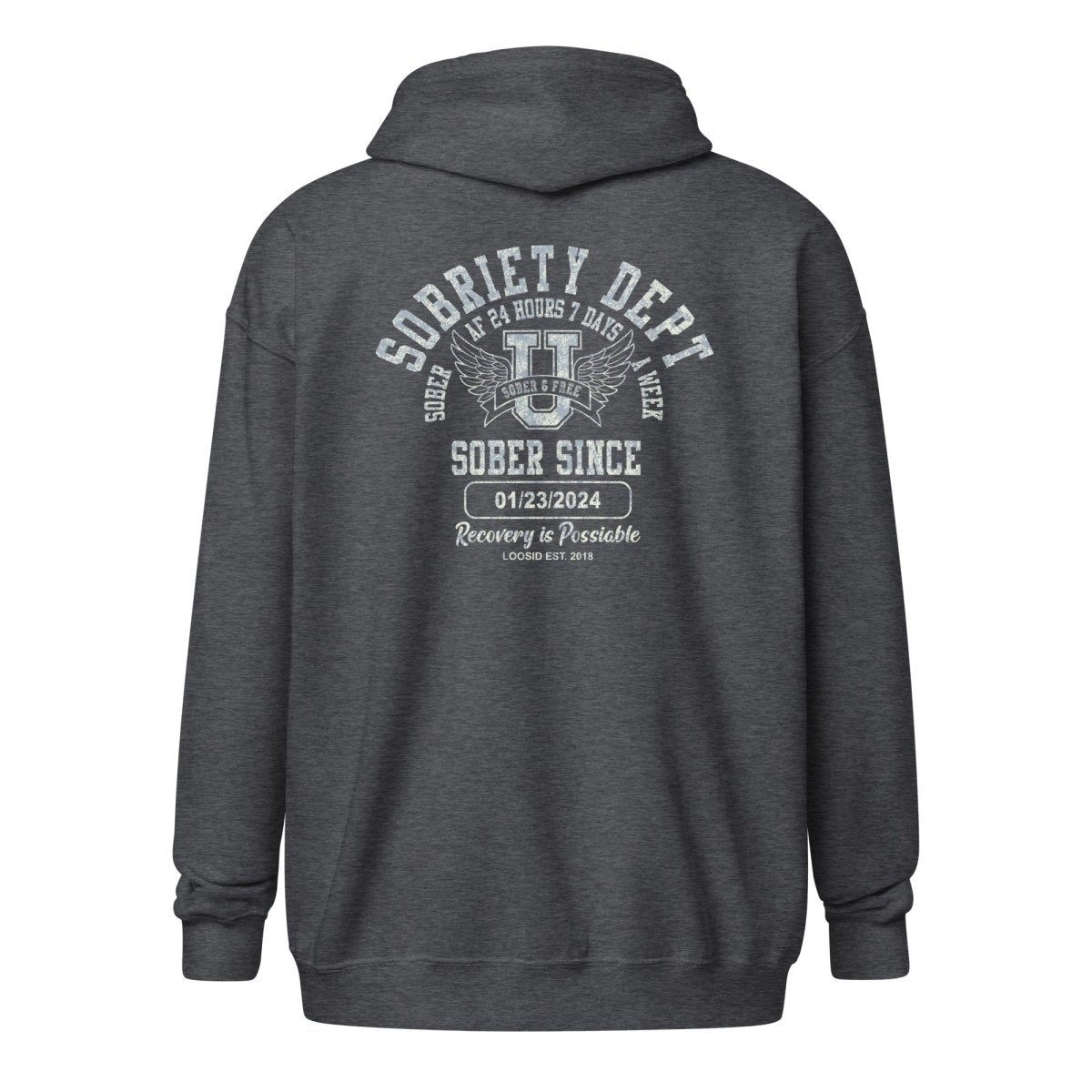 Sobriety Dept Zip Recovery Hoodie packaging detail (view 18)
