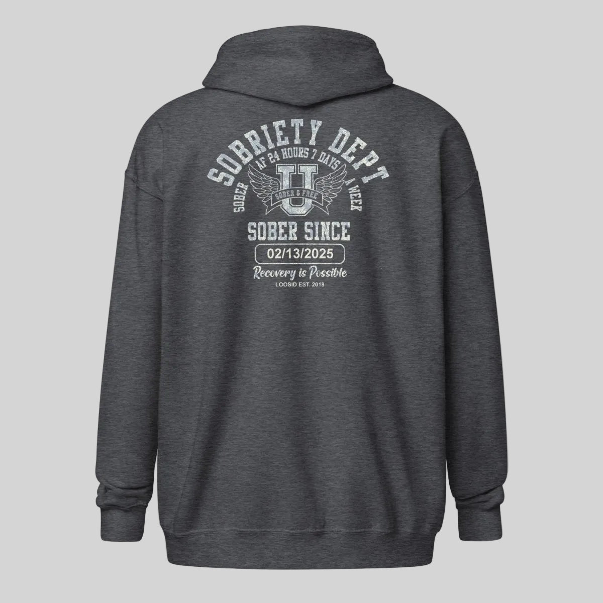 Sobriety Dept Zip Recovery Hoodie graphic detail (view 24)
