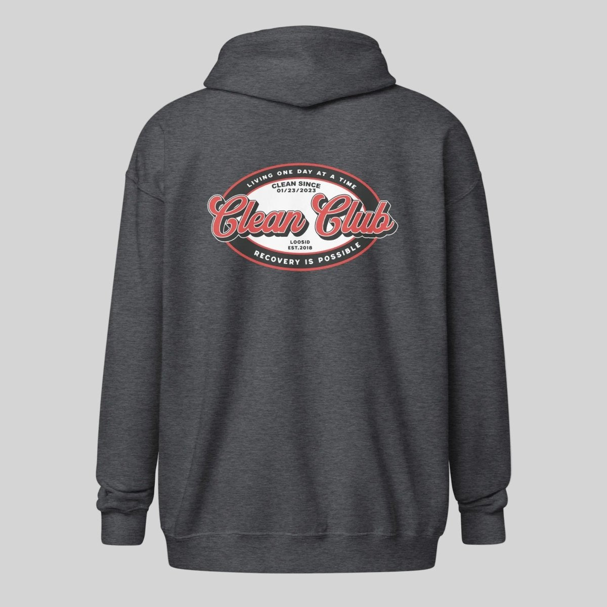 Clean Club Badge Unisex Zip Recovery Hoodie fit detail (view 9)