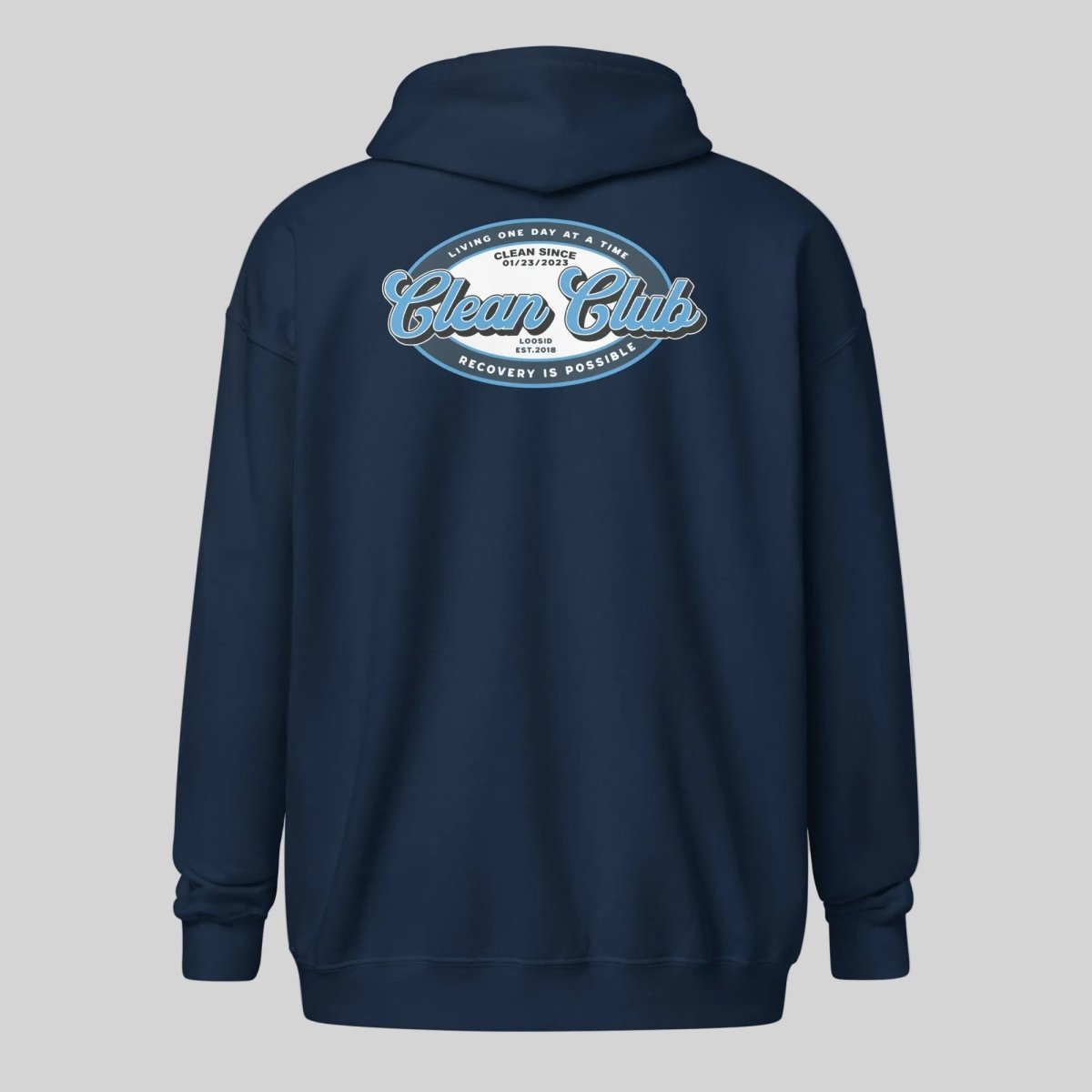 Clean Club Badge Left Chest Print Unisex Zip Recovery Hoodie featuring the design (view 21)
