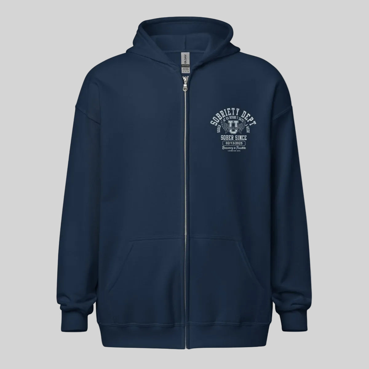 Sobriety Dept Zip Recovery Hoodie side view (view 16)