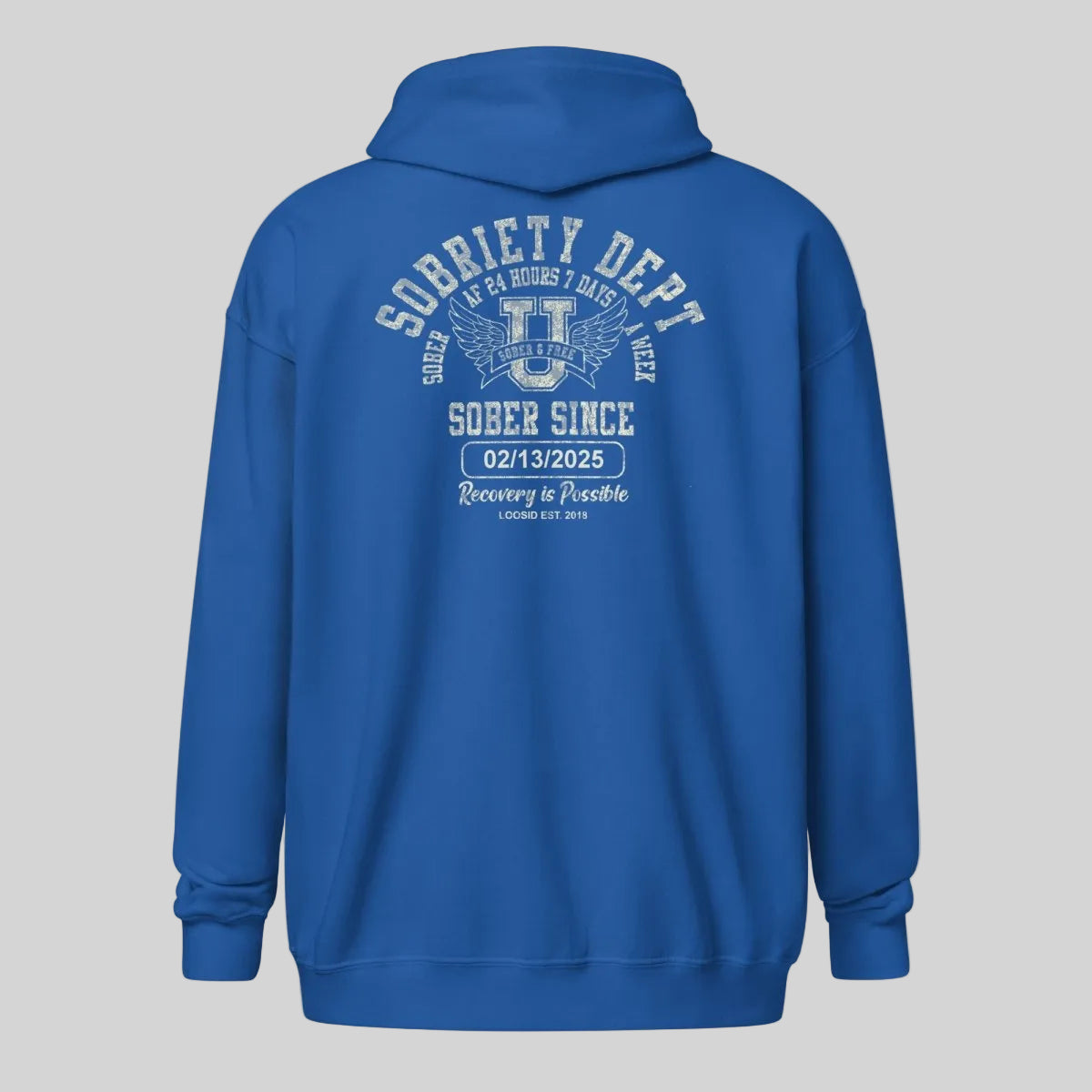 Sobriety Dept Zip Recovery Hoodie fit detail (view 29)
