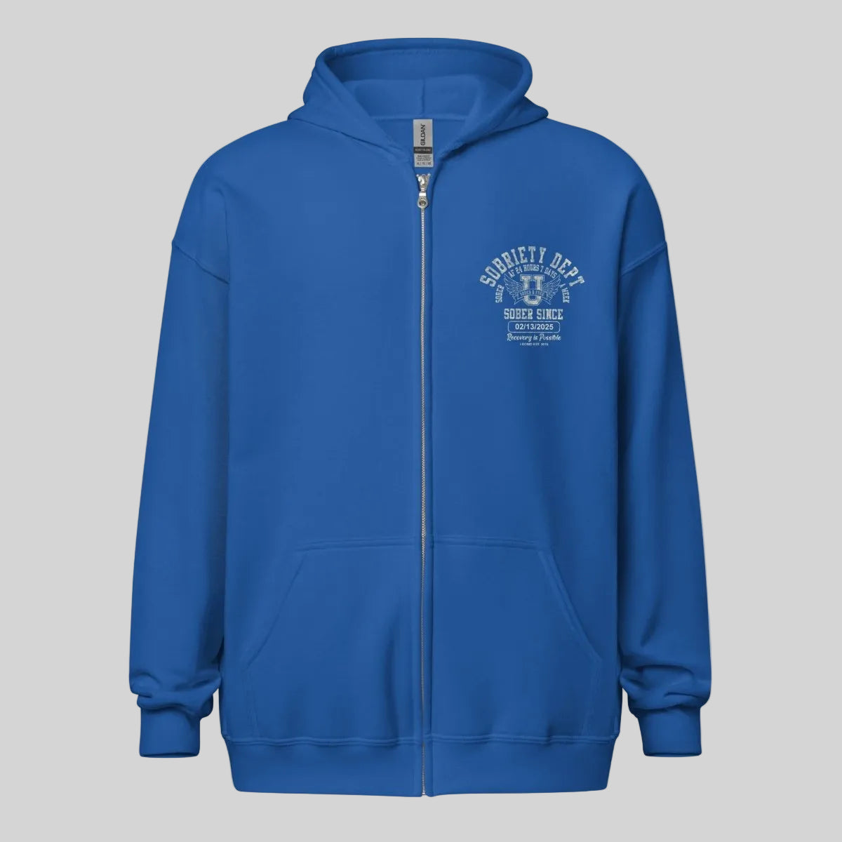 Sobriety Dept Zip Recovery Hoodie side view (view 26)