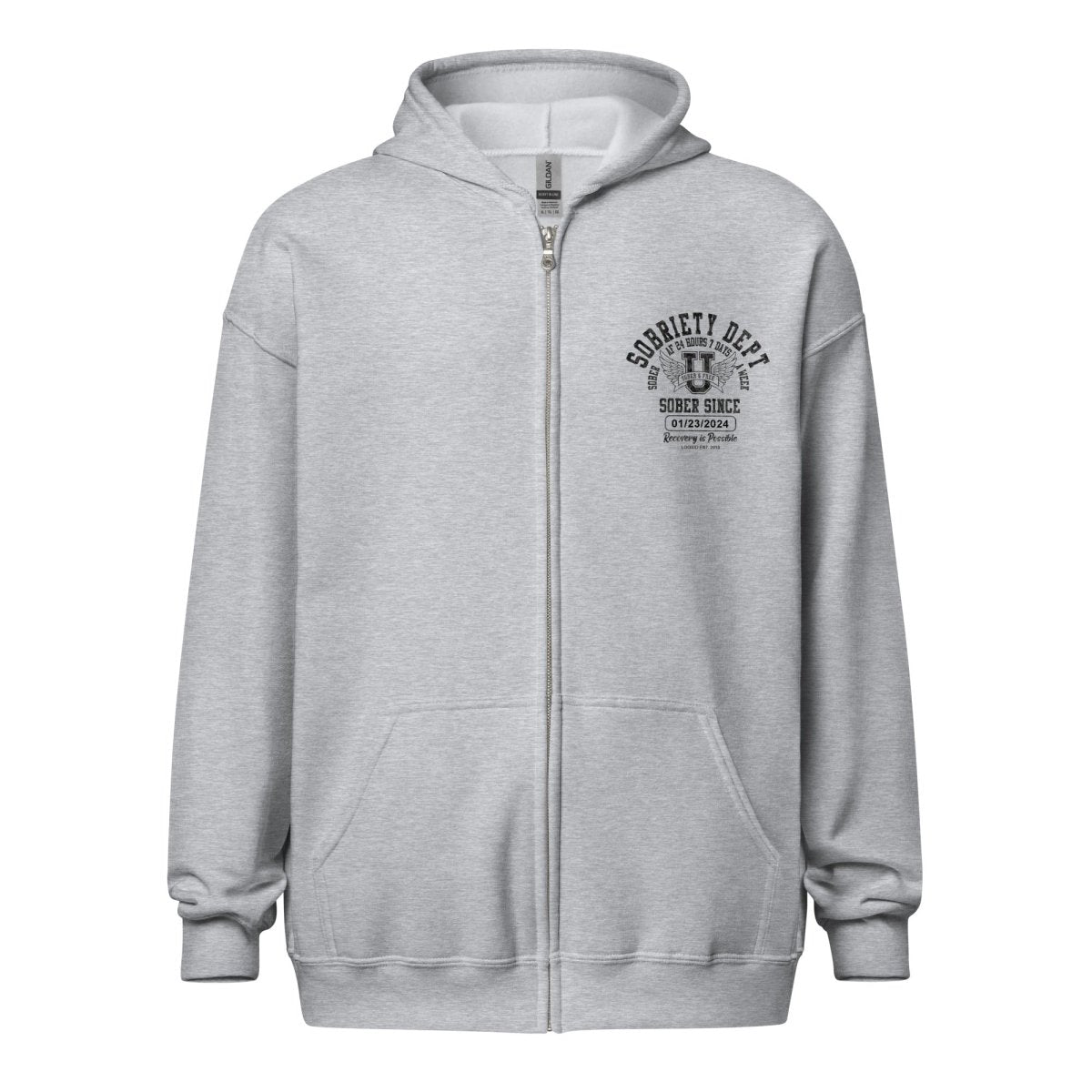 Sobriety Dept Zip Recovery Hoodie graphic detail (view 14)
