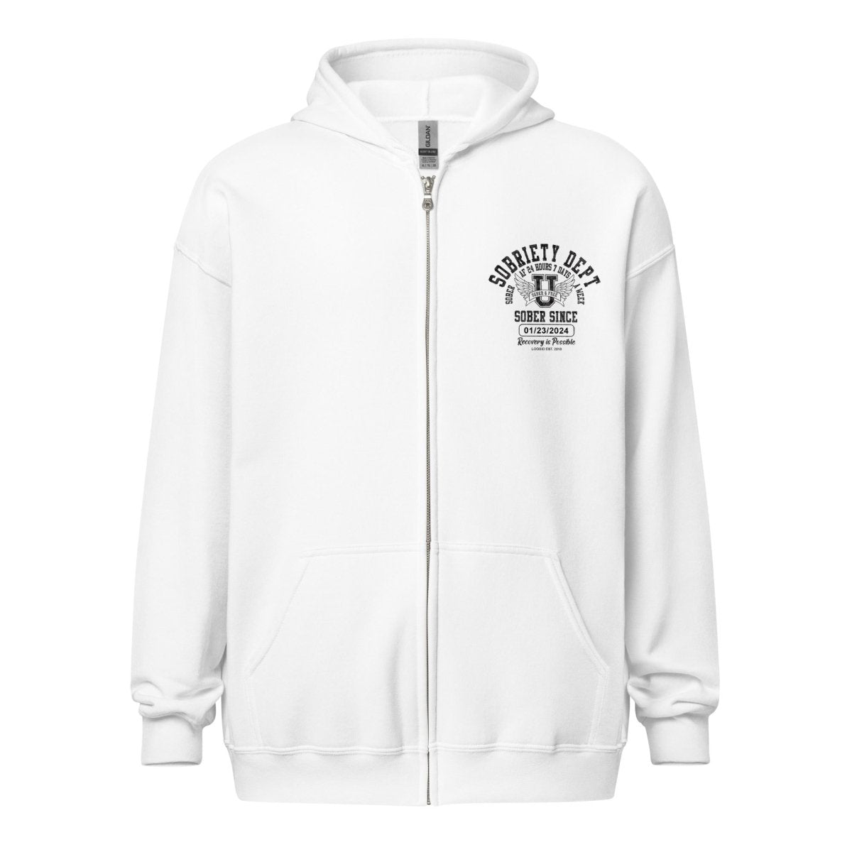 Sobriety Dept Zip Recovery Hoodie back view (view 17)